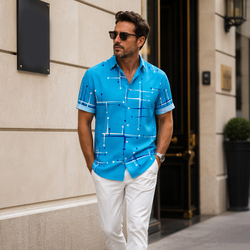 🎉 Vente 2026 — Plus de 38 400 vendus!👔 Chemise Homme Imprimé Géométrique – Estivale ✨