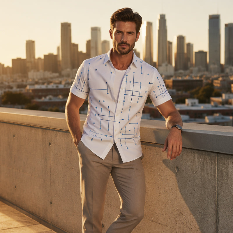 🎉 Vente 2026 — Plus de 38 400 vendus!👔 Chemise Homme Imprimé Géométrique – Estivale ✨