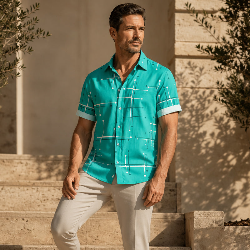 🎉 Vente 2026 — Plus de 38 400 vendus!👔 Chemise Homme Imprimé Géométrique – Estivale ✨