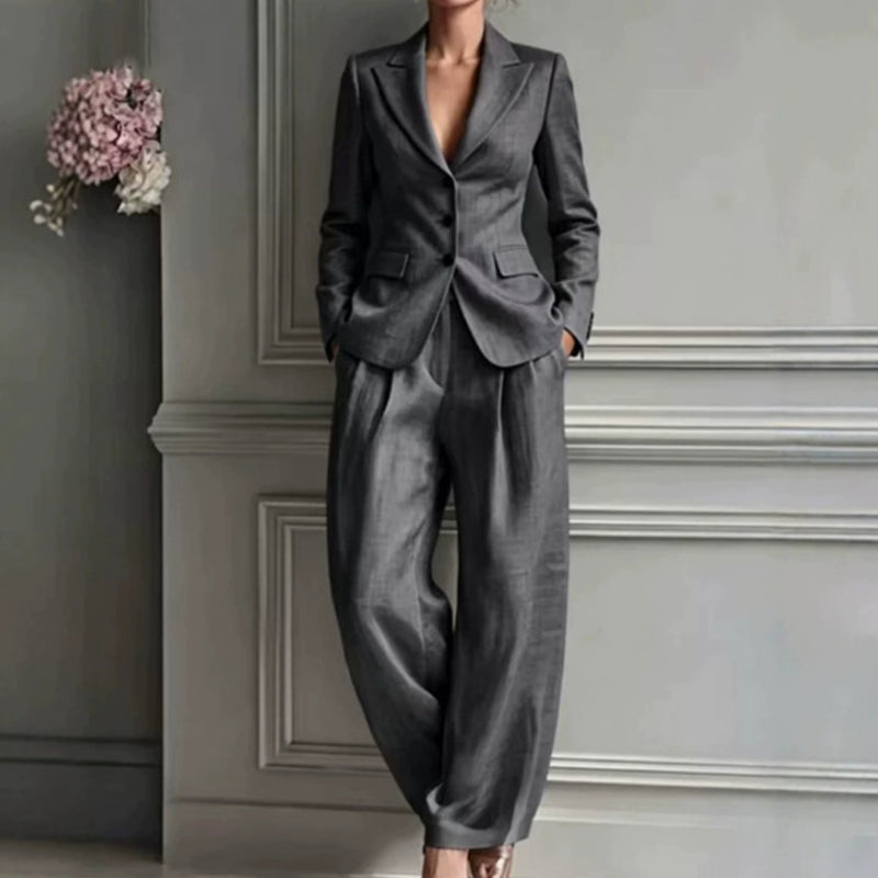 ⌛Soldes de lancement de la collection automne - Ensemble deux pièces pour femme : blazer et pantalon décontractés