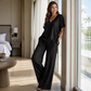 Ensemble décontracté pour femme : haut à col V et pantalon large
