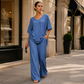 Ensemble décontracté pour femme : haut à col V et pantalon large