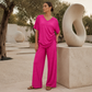 Ensemble décontracté pour femme : haut à col V et pantalon large