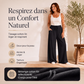 Pantalon large femme en coton et lin