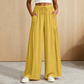 Pantalon large femme en coton et lin