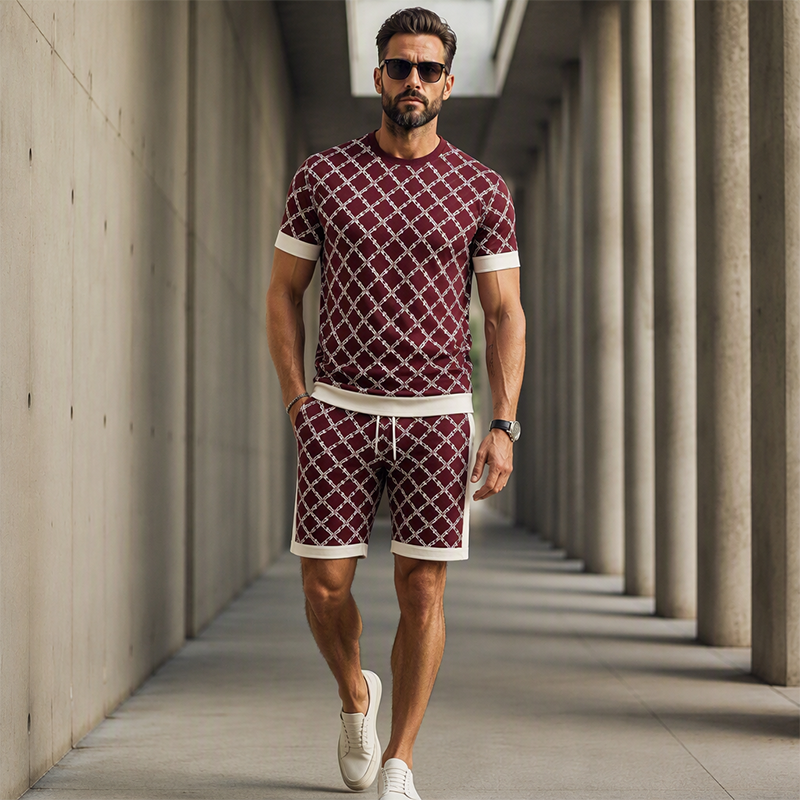 Ensemble 2 pièces pour homme : haut décontracté et short