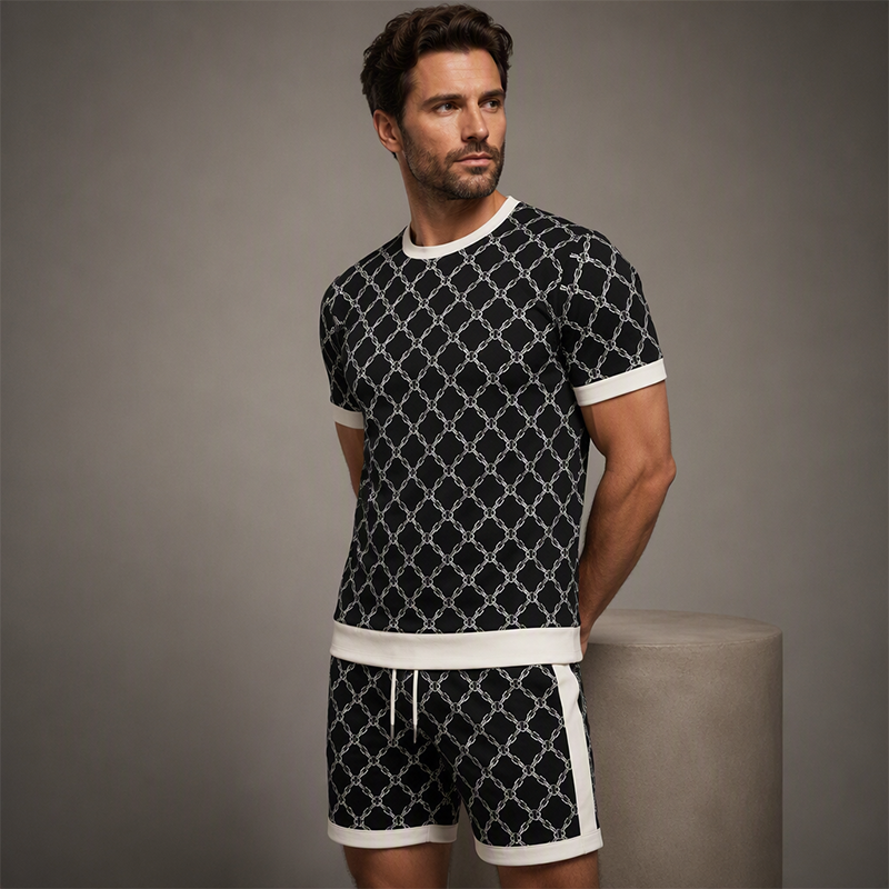 Ensemble 2 pièces pour homme : haut décontracté et short