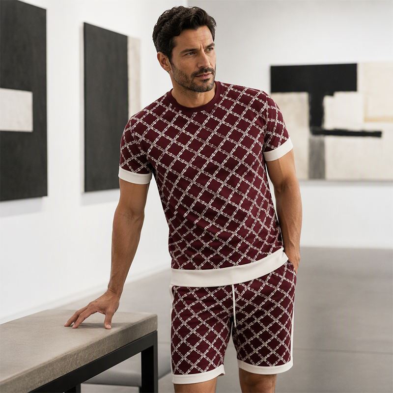 Ensemble 2 pièces pour homme : haut décontracté et short