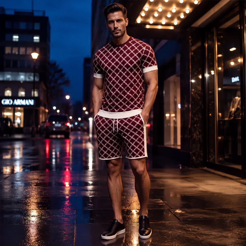 Ensemble 2 pièces pour homme : haut décontracté et short