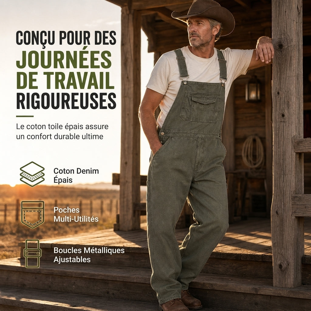 👖 Salopette Denim Homme – Coupe Relax & Style Workwear Multi-Poches