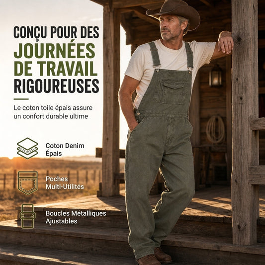 👖 Salopette Denim Homme – Coupe Relax & Style Workwear Multi-Poches