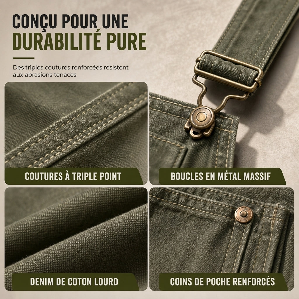 👖 Salopette Denim Homme – Coupe Relax & Style Workwear Multi-Poches
