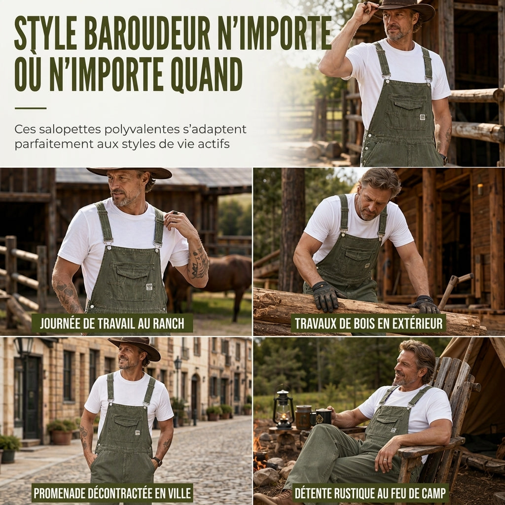 👖 Salopette Denim Homme – Coupe Relax & Style Workwear Multi-Poches