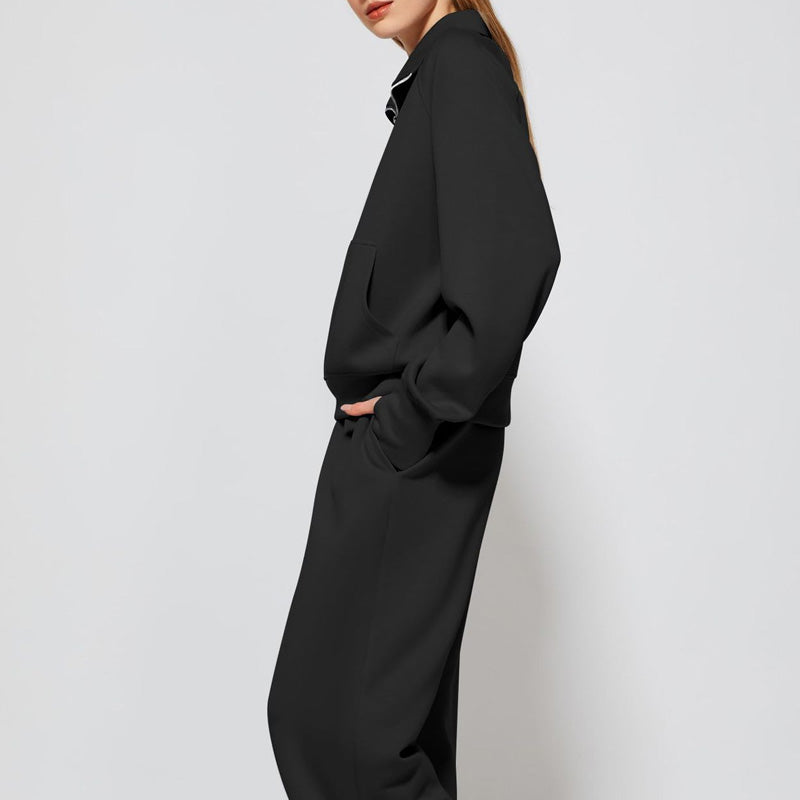 ⏳Réductions exceptionnelles⏳!😎Ensemble Pull-over Zippé à Col Montant et Pantalon à Jambes Larges pour Femme