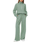 ⏳Réductions exceptionnelles⏳!😎Ensemble Pull-over Zippé à Col Montant et Pantalon à Jambes Larges pour Femme