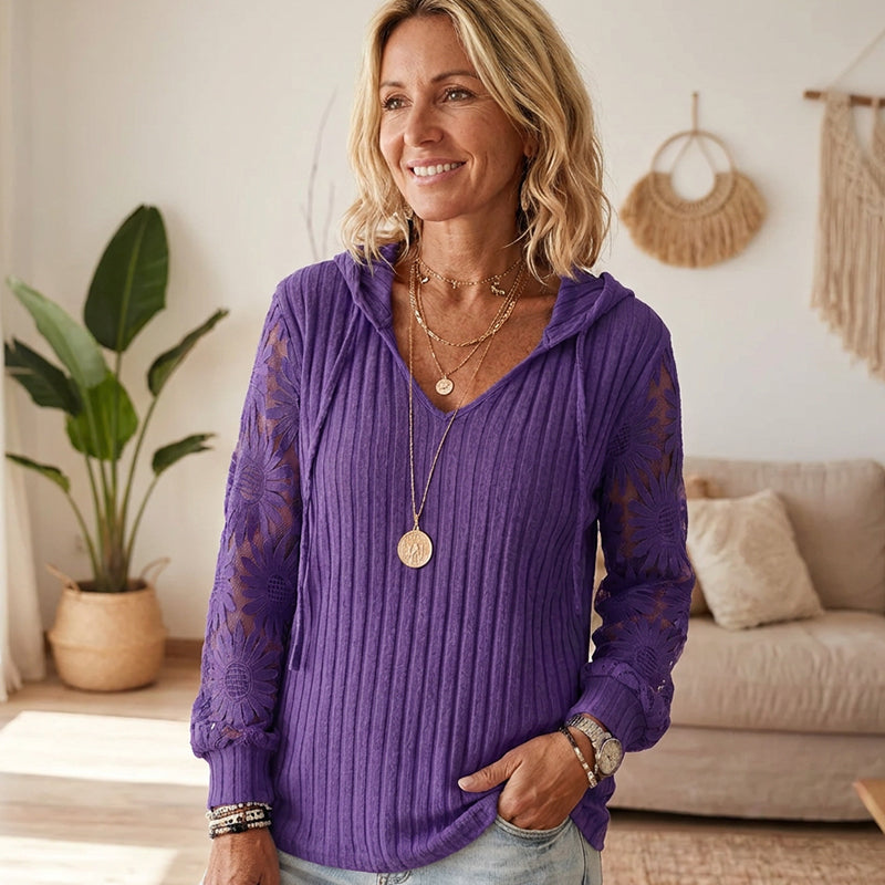 👜 -50 % sur toute la mode femme ! ✨Pull à capuche chic pour femmes avec manches en dentelle