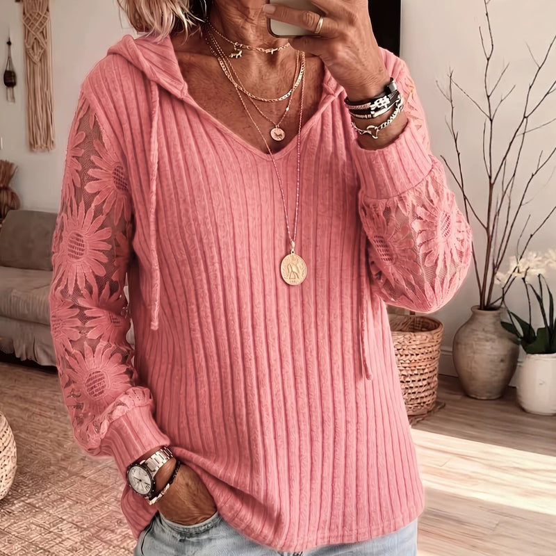👜 -50 % sur toute la mode femme ! ✨Pull à capuche chic pour femmes avec manches en dentelle
