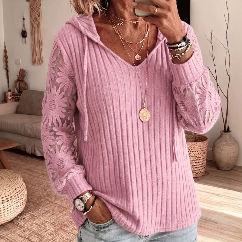 👜 -50 % sur toute la mode femme ! ✨Pull à capuche chic pour femmes avec manches en dentelle