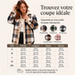 ⏳Liquidation totale⏳Veste à carreaux à blocs de couleur décontractée pour femme