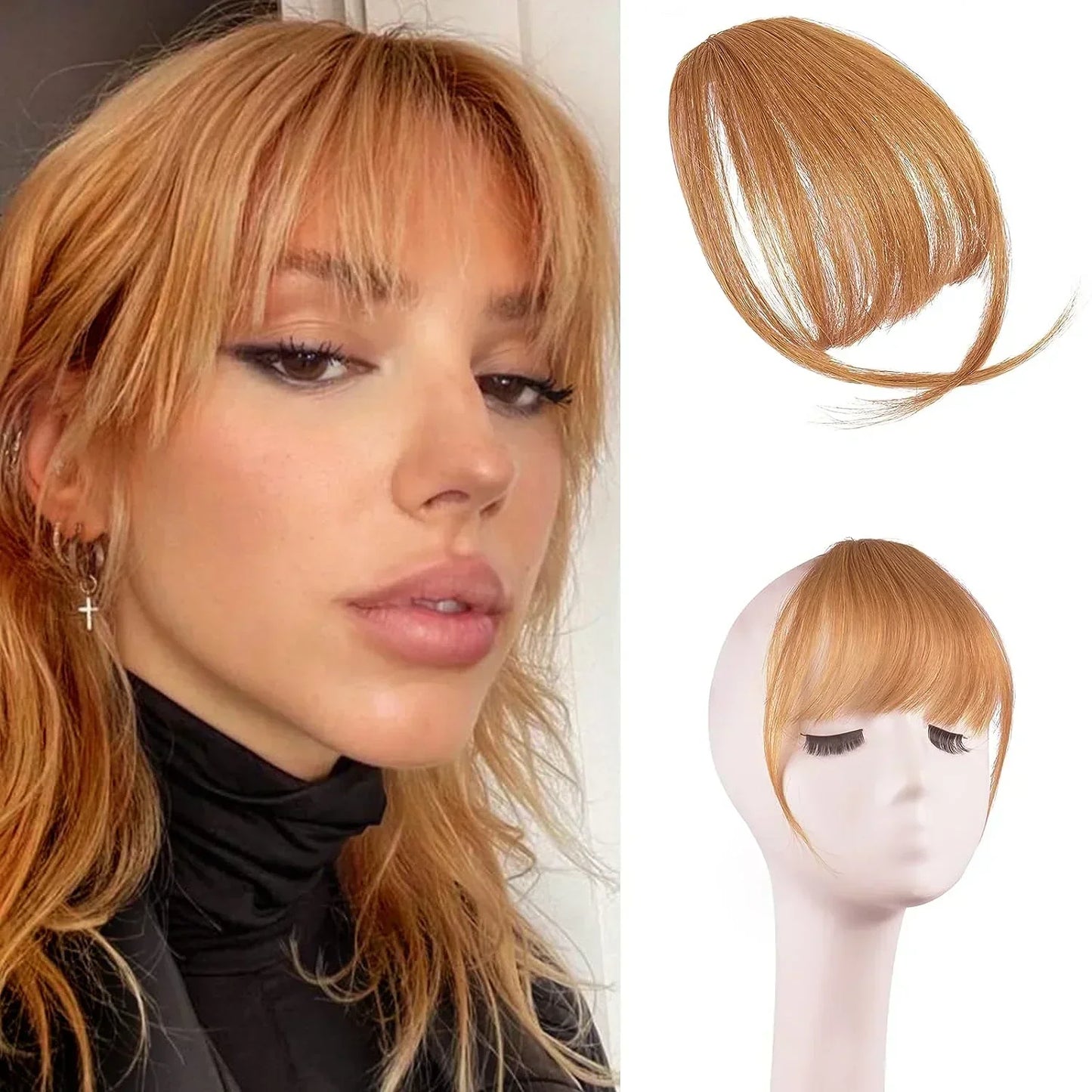 💖 Franges à clipser 100% extensions de cheveux authentiques franges aériennes