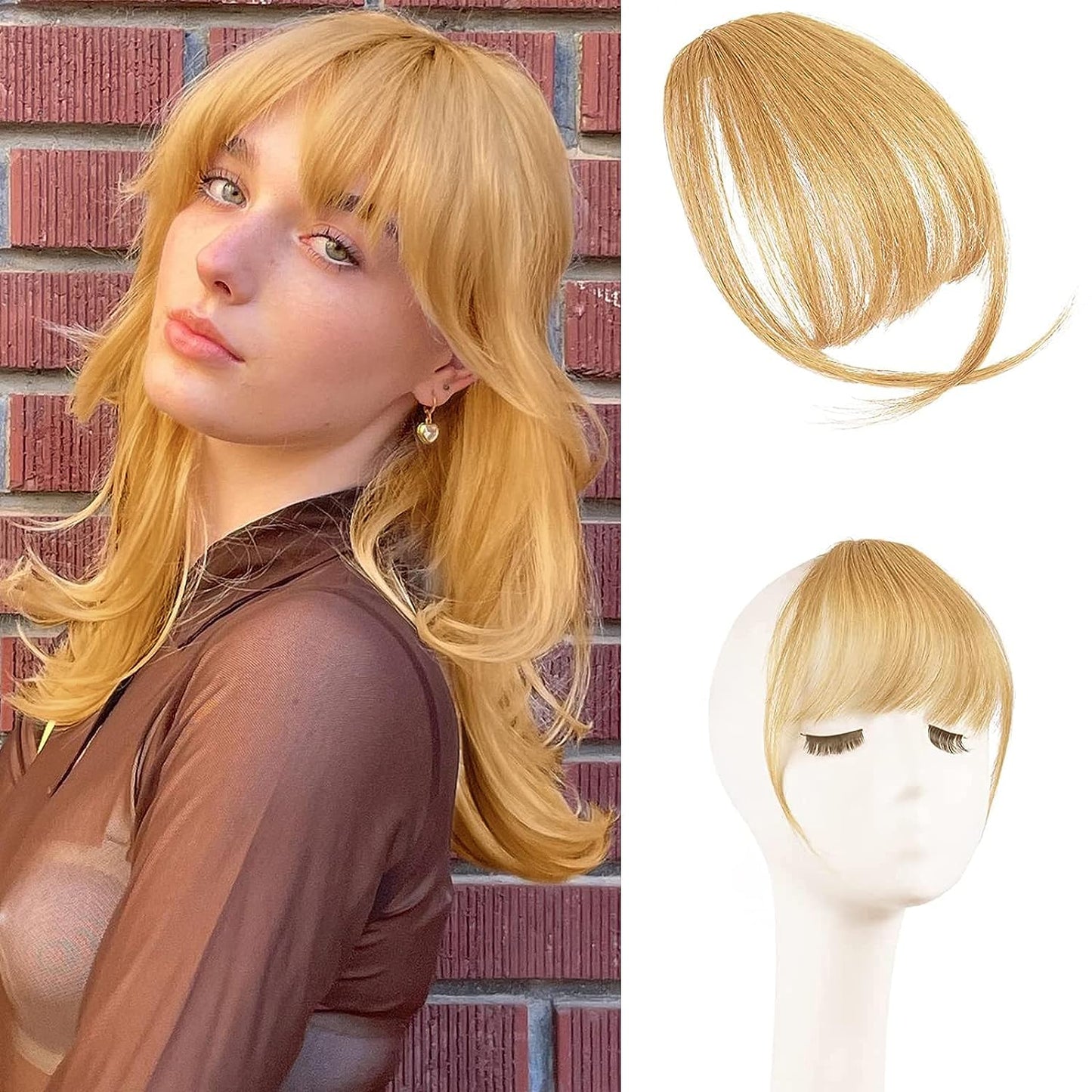 💖 Franges à clipser 100% extensions de cheveux authentiques franges aériennes