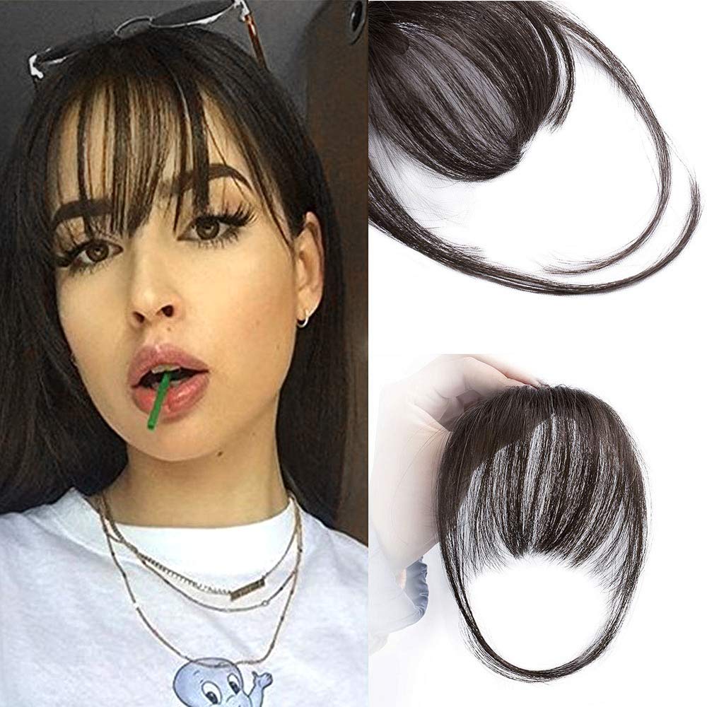 💖 Franges à clipser 100% extensions de cheveux authentiques franges aériennes