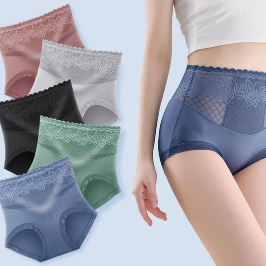 Promotion de Noël - Achetez-en 1, obtenez-en 2 gratuitement🎅🎊Culotte en dentelle à taille haute avec protection latérale contre les fuites