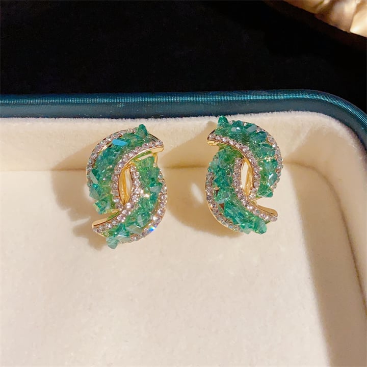 Boucles d'oreilles Fashion Cross Green Crystal
