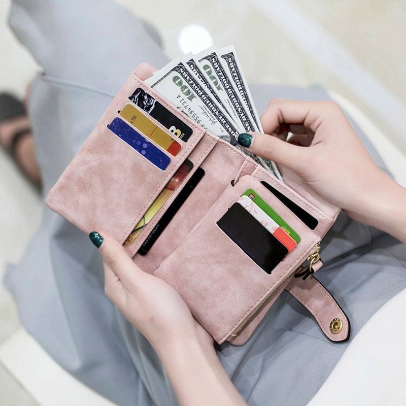 Portefeuille triple en cuir à fentes multiples pour femmes