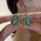 Boucles d'oreilles Fashion Cross Green Crystal