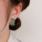 Boucles d'oreilles Fashion Cross Green Crystal