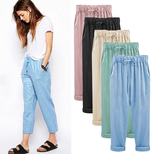 🔥 Dernier jour 49 % de réduction🔥 Pantalon ample à taille élastique de couleur unie pour grande taille