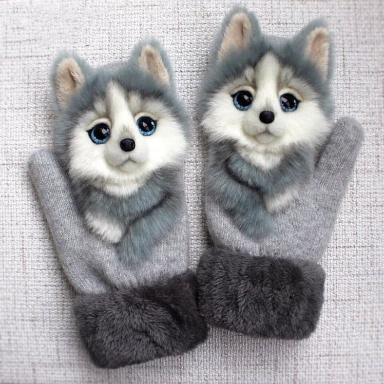 🧤Gants tricotés à la main avec des animaux mignons