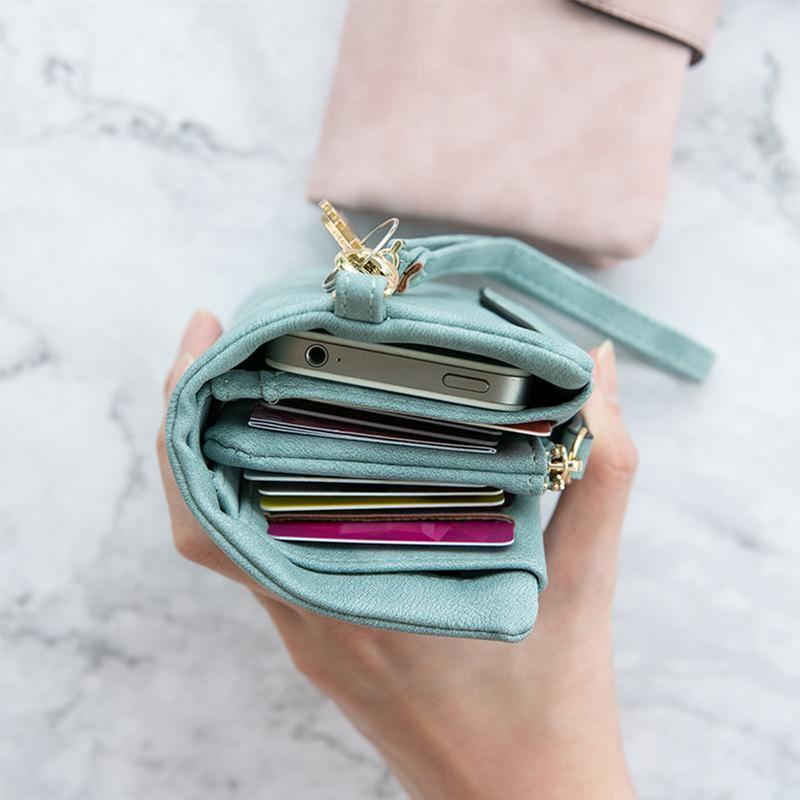 Portefeuille triple en cuir à fentes multiples pour femmes