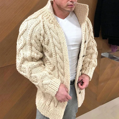 Cardigan en tricot décontracté à col montant pour hommes