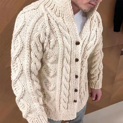 Cardigan en tricot décontracté à col montant pour hommes