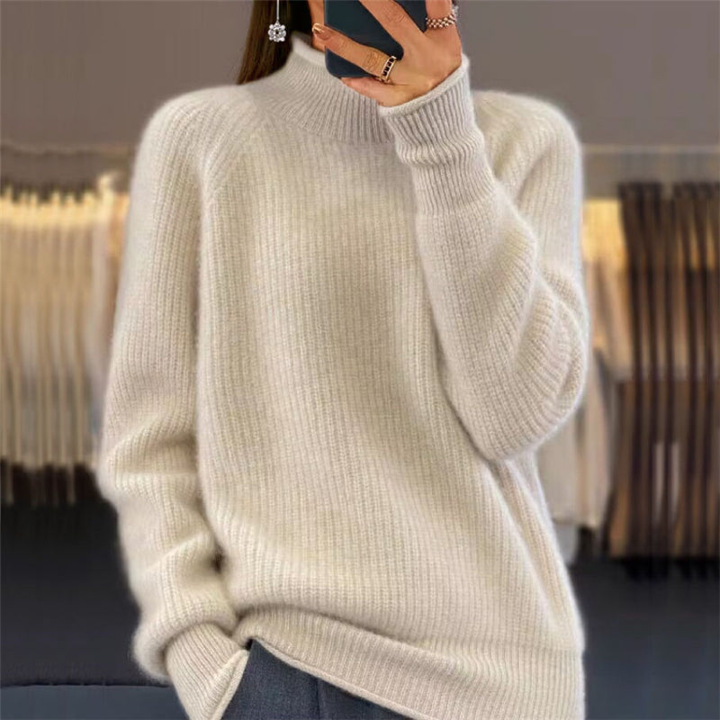💥Remise pour le Nouvel An - 50% DE RÉDUCTION💥Pull-over unicolore simple à col montant pour femmes