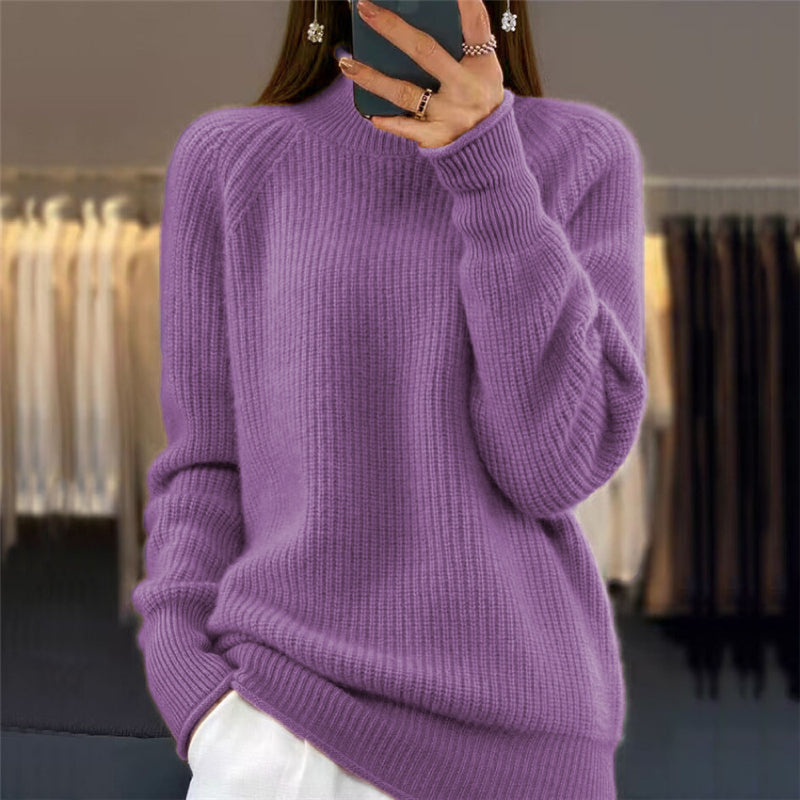 💥Remise pour le Nouvel An - 50% DE RÉDUCTION💥Pull-over unicolore simple à col montant pour femmes