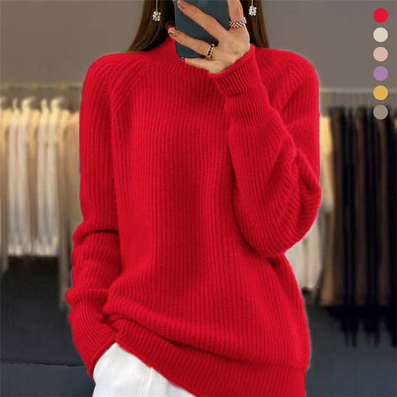 💥Remise pour le Nouvel An - 50% DE RÉDUCTION💥Pull-over unicolore simple à col montant pour femmes