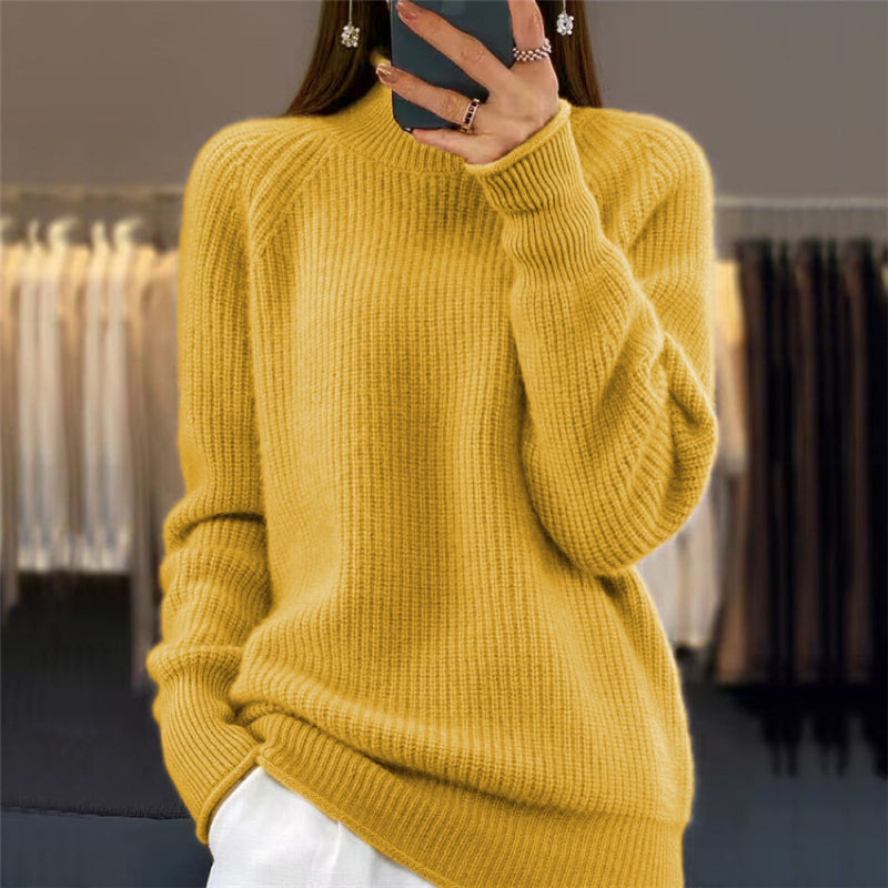 💥Remise pour le Nouvel An - 50% DE RÉDUCTION💥Pull-over unicolore simple à col montant pour femmes