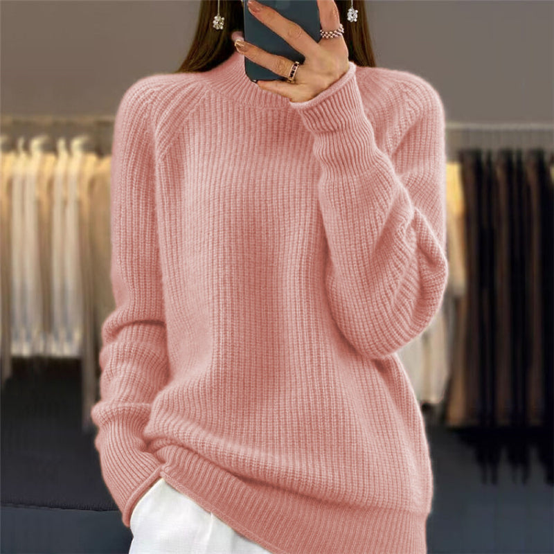 💥Remise pour le Nouvel An - 50% DE RÉDUCTION💥Pull-over unicolore simple à col montant pour femmes