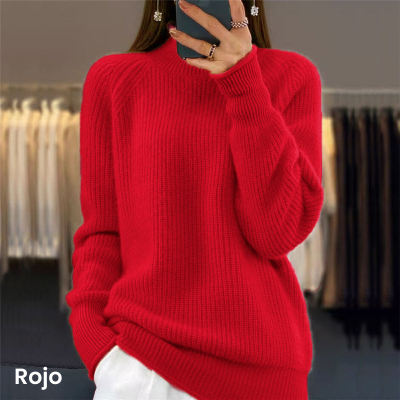 💥Remise pour le Nouvel An - 50% DE RÉDUCTION💥Pull-over unicolore simple à col montant pour femmes
