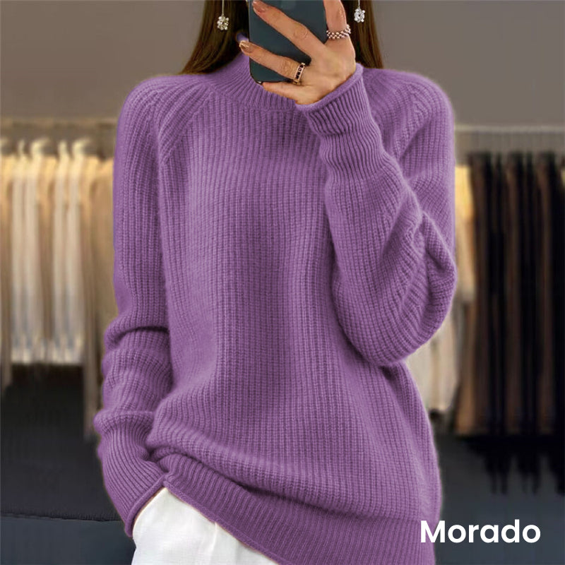 💥Remise pour le Nouvel An - 50% DE RÉDUCTION💥Pull-over unicolore simple à col montant pour femmes